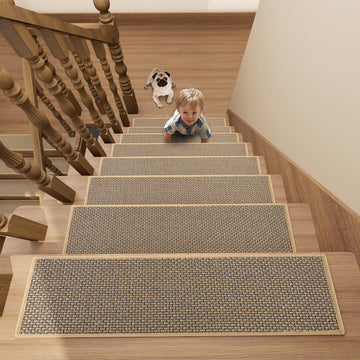 Carpet 7 pcs for Wooden Steps, 30" * 8", Brown