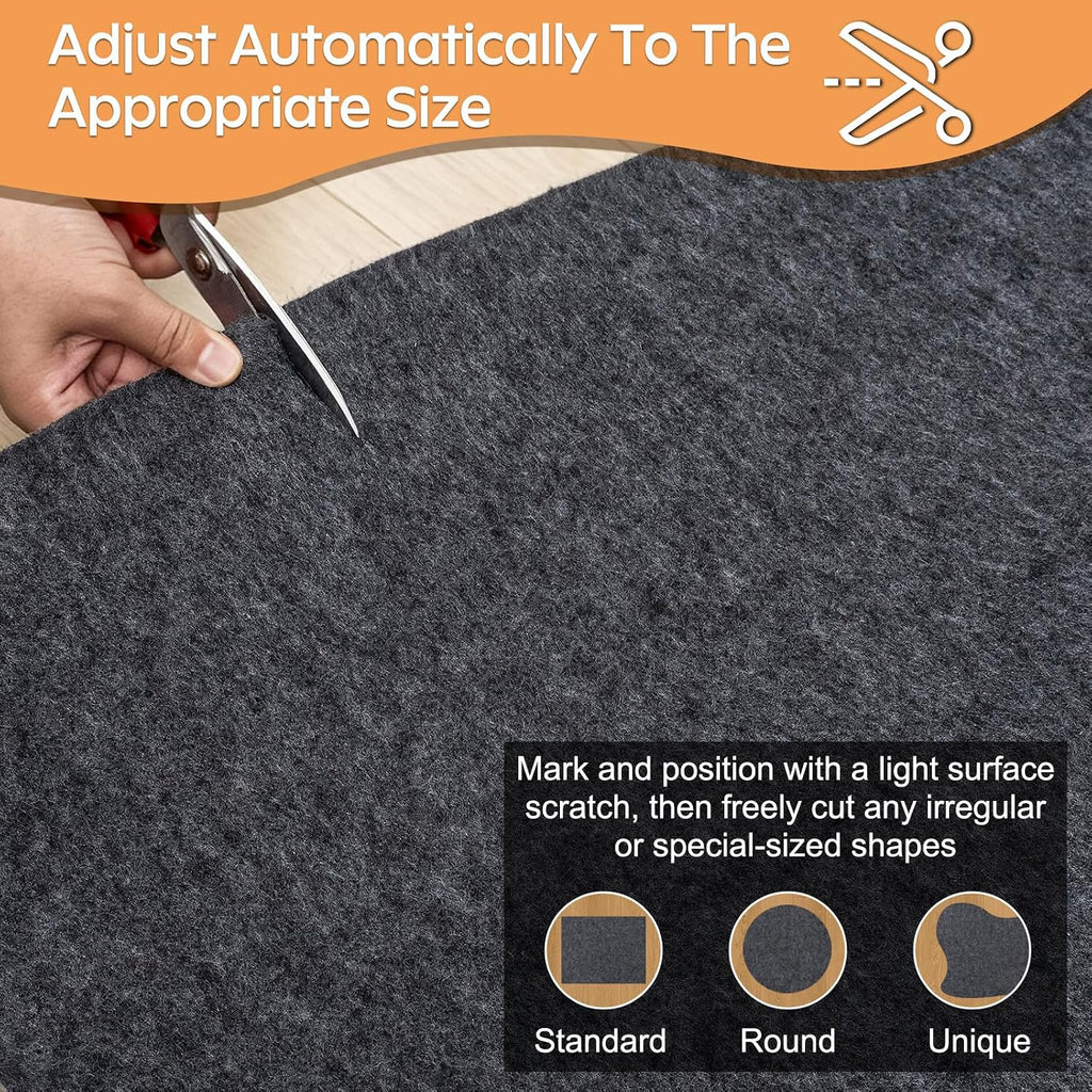 Felt Rug Pad - 1/8 8x10 Thick Foot Extra Large Area Liner for All Floors and Trims, Thick Pad for Hardwood Floors