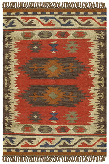 Kilim Area Rugs for 5x8 Wool Jute Reversible Southwestern Area Rug Geometric Design Red Multicolor Hand Woven Rug
