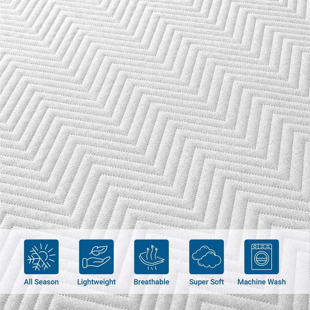 Quilt Bedding Set White Bedspread Wave