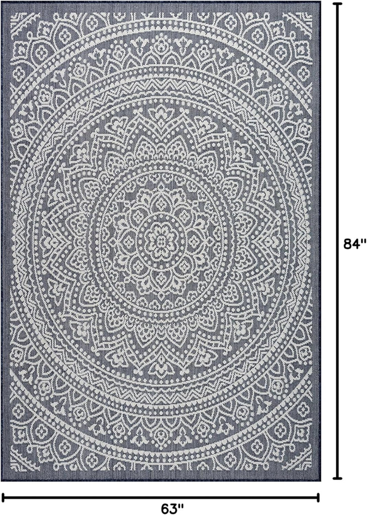 Outdoor Indoor Area Rug, Weather Resistant, Easy to Clean, Stain Resistant Floor Mat for Dining Room