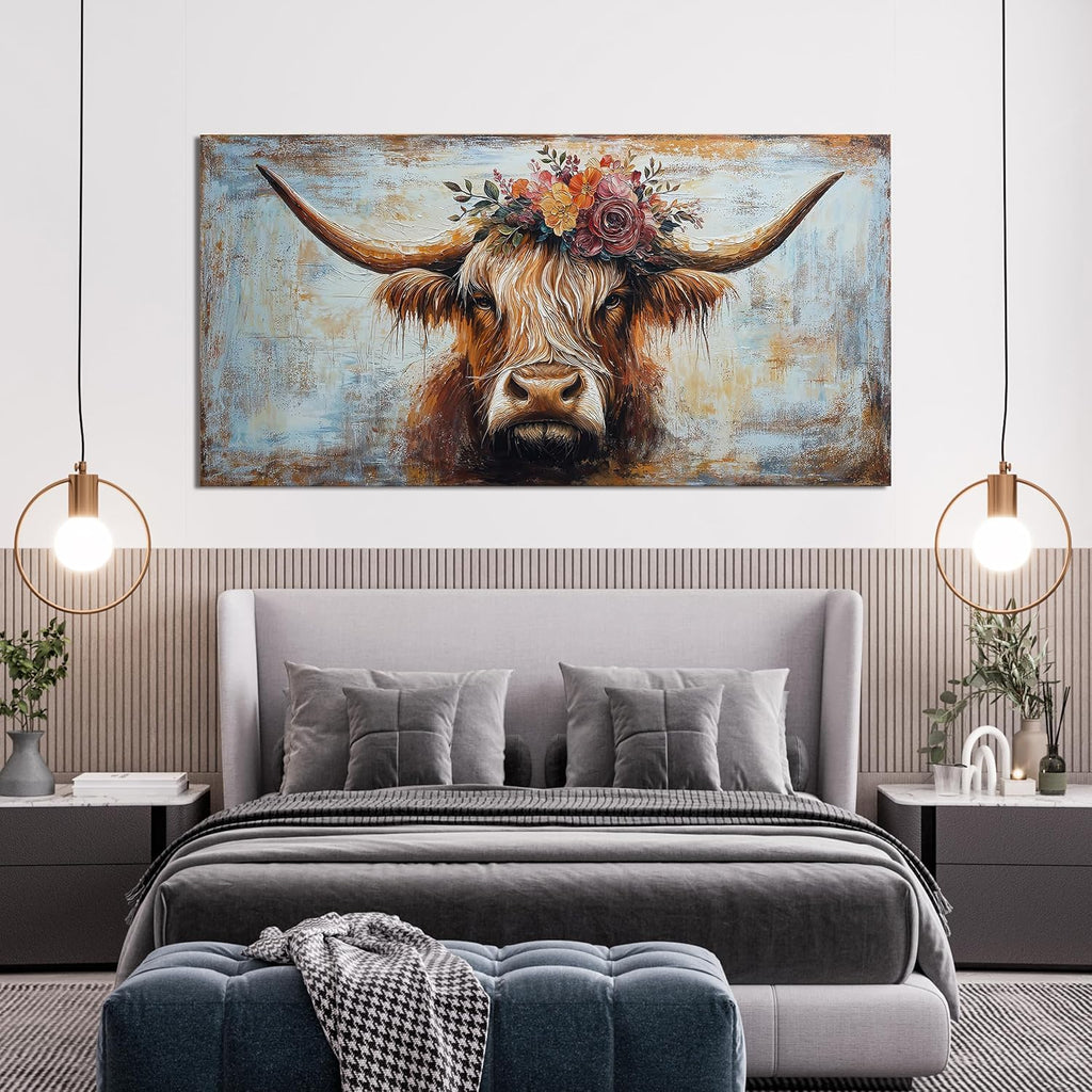 Canvas Wall Art Decor Wall Art Picutures Artwork for Wall Decor Highland Cow Wall Art Prints Vintage Wall Art