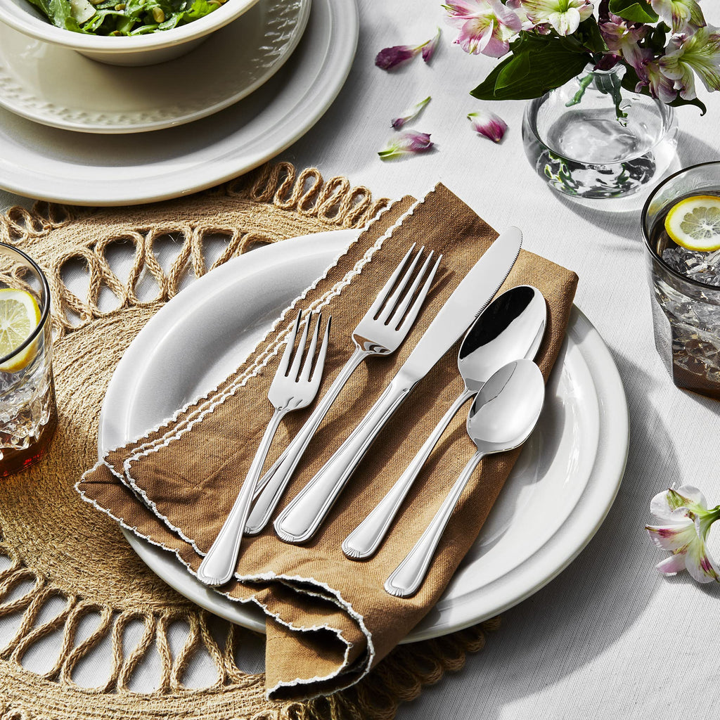 Alcea Flatware Set, 20-Piece, Silver