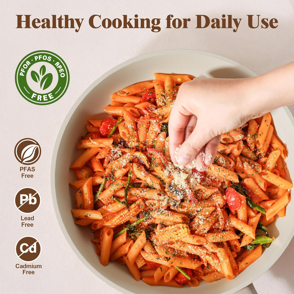 Ceramic Pots and Pans Set Nonstick, 20Pcs Cookware Set, Taupe | Non Stick Ceramic Coating, Non-toxic Healthy Kitchen