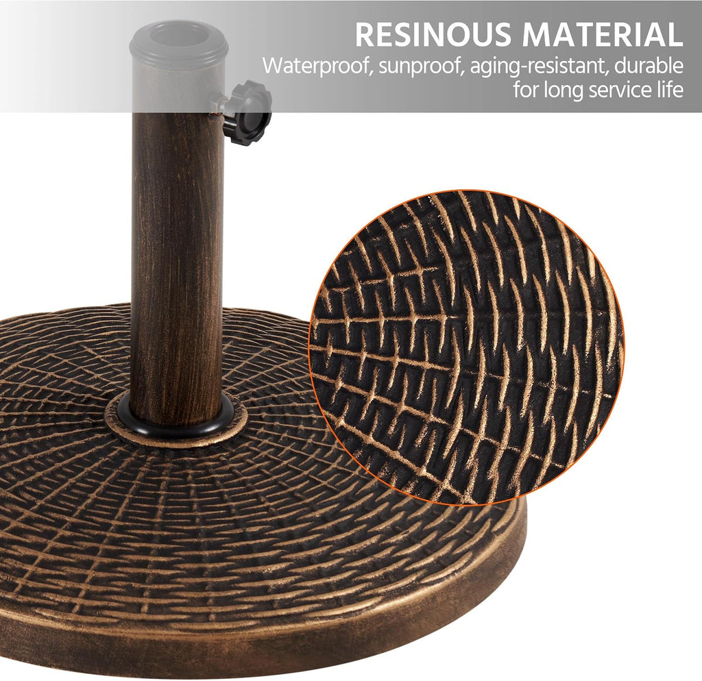 22 lbs Heavy Duty Outdoor Umbrella Base 18" Round Patio All-Weather Umbrella Stand Market Umbrella Base Bronze
