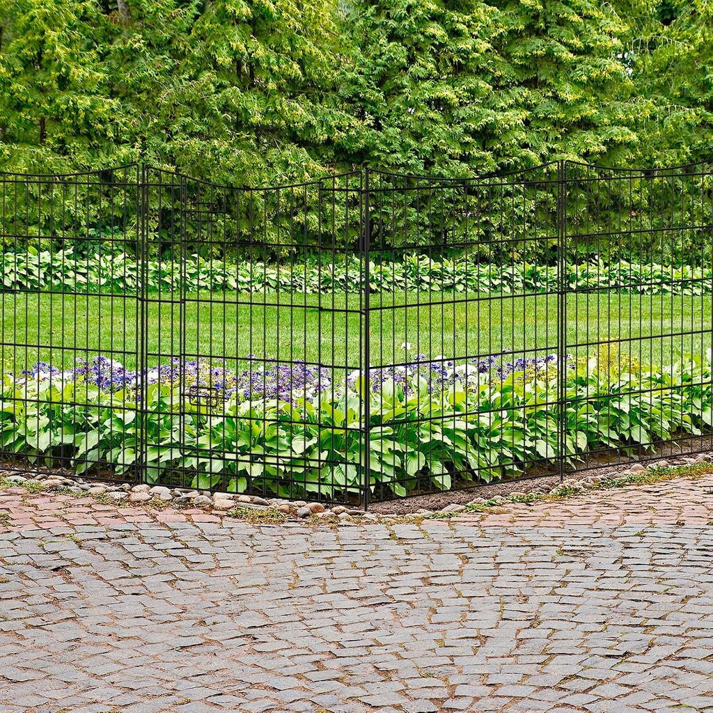 Decorative Garden Fence 12 Panels 26ft(L)×36in(H) Metal Garden Fences with 11 Panels + 1 Gate, Animal Barrier Rabbit