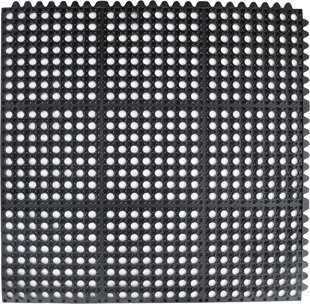 Commercial Grade Grease Resistant Anti-Fatigue Interlocking Rubber Floor Mat, 36" x 36", Black