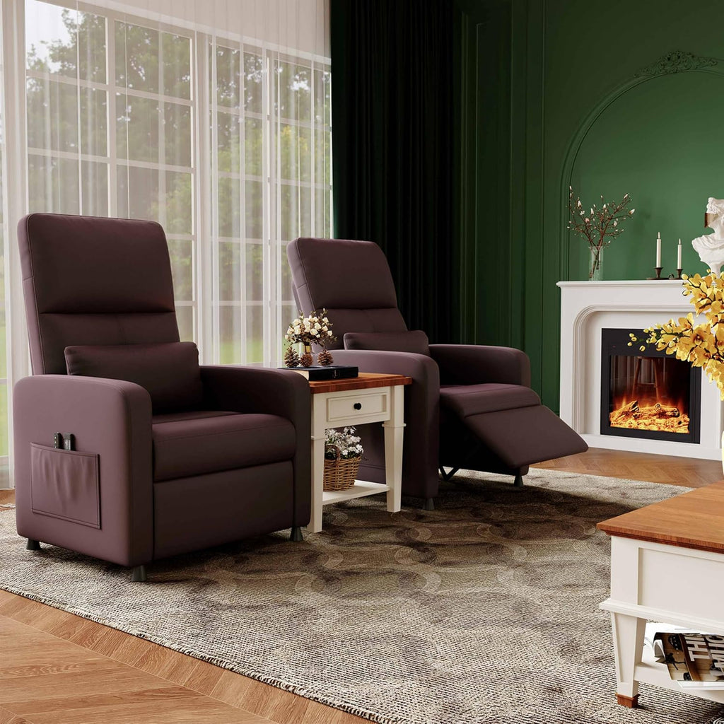 Power Recliner Chair, Adjustable Electric Recliner Ergonomic Overstuffed PU Leather Single Sofa, Tall Back
