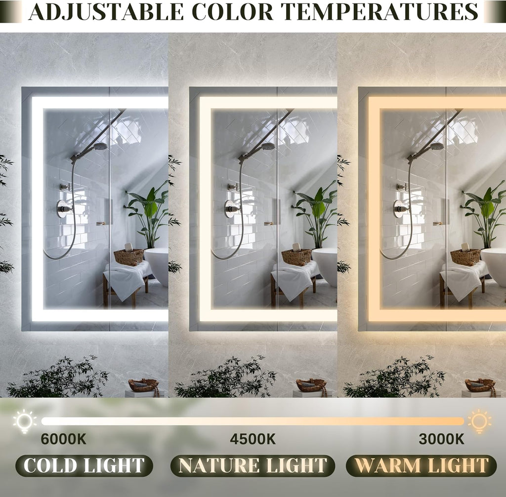 32x 22 Inch Large Lighted Vanity Mirror with Dimmable 3 Modes, LED Makeup Mirror ＆ Dressing Room, Tabletop or Wall