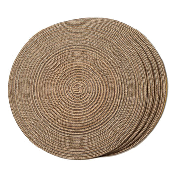 Round Braided Placemats Set of 4 Place mats for Dining Tables Woven Heat Resistant Table Mats 15 inch for Fall(E