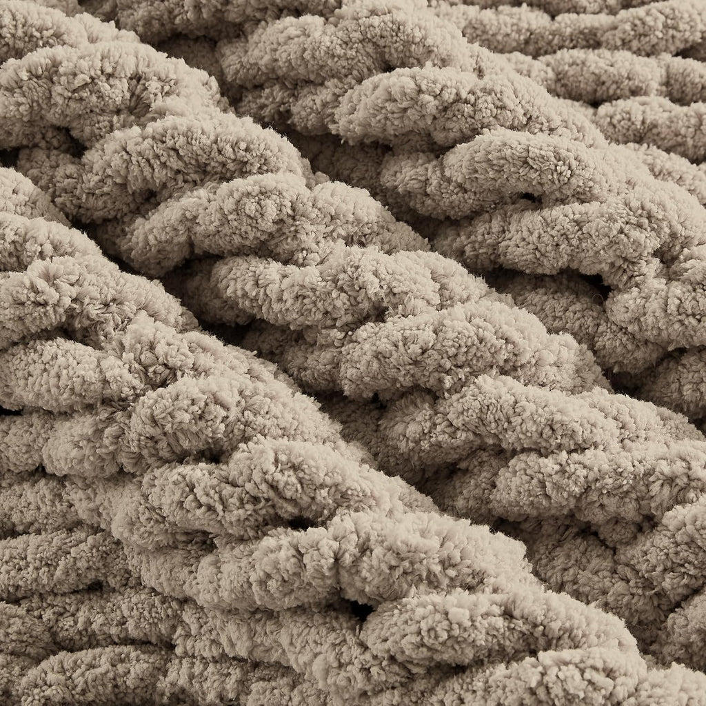 Chunky Knit Throw Blanket 50" X 60", 100% Hand Made Large Chenille Loop Yarn Soft Fluffy Throws, Big Crochet Cozy