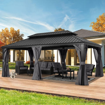 Hardtop Gazebo 12x20 - Outdoor Metal Hard Top Gazebo