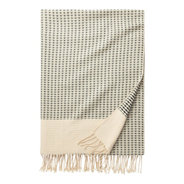 Woven Cotton Throw Chevron Block Blanket - 60 x 80-Inch, Natural/Balsam Green