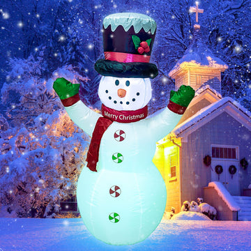 4FT Christmas Snowman Inflatable LED Lights Indoor Outdoor Yard Lawn Decoration Cute Fun Holiday Blow Up Party Display