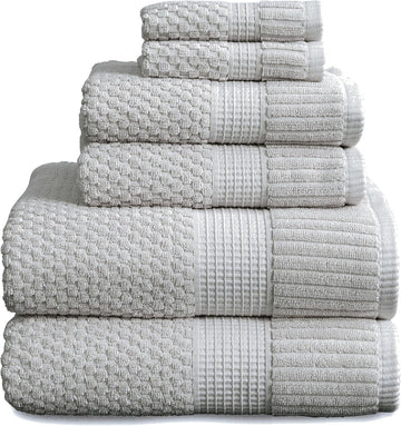 100% Cotton 6 Piece Bath Towel Set | Grey Towels | Oeko‐TEX Standard 100 | Soft & Absorbent, Quick‐Dry | Trinity