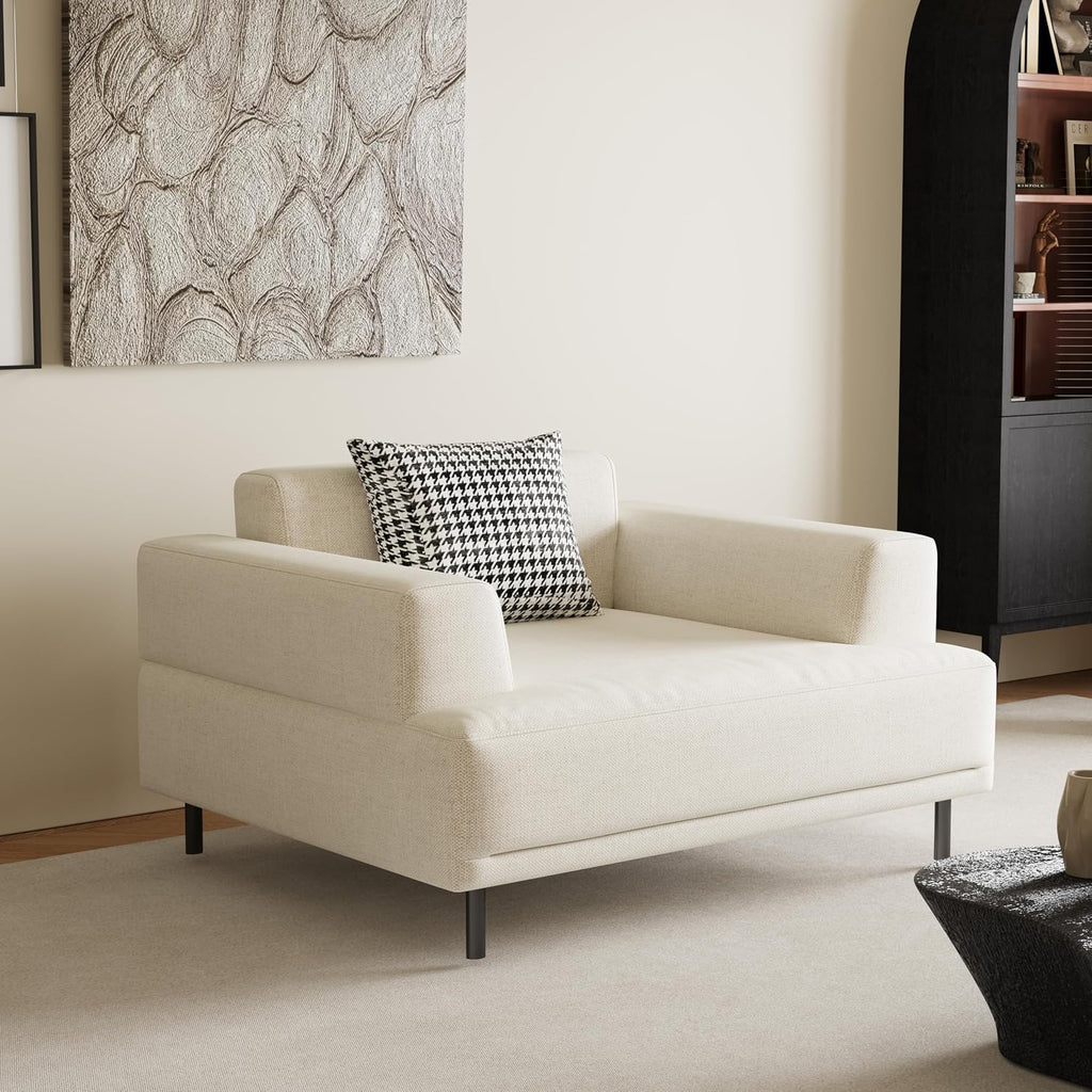 Modern Sofa Set, Linen Blend Fabric, Deep Seat Couch , Mid-Century Modern Style, 1 to 4 Seater Options (Single Sofa)