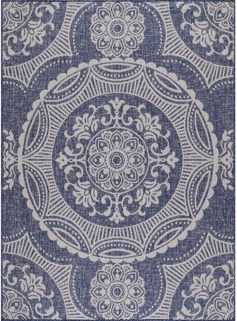 Medallion Outdoor Rug 5x7 Washable Outside Carpet for Indoor Patio Porch Waterproof Easy Cleaning No