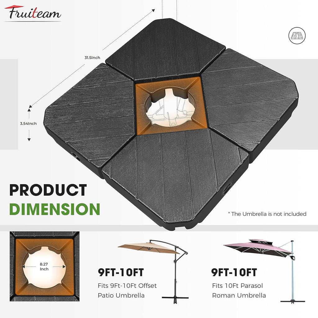 Patio Offset Umbrella Base Stand, 180 LBS Sand Filled Outdoor Base Heavy-Duty for Cantilever Umbrellas
