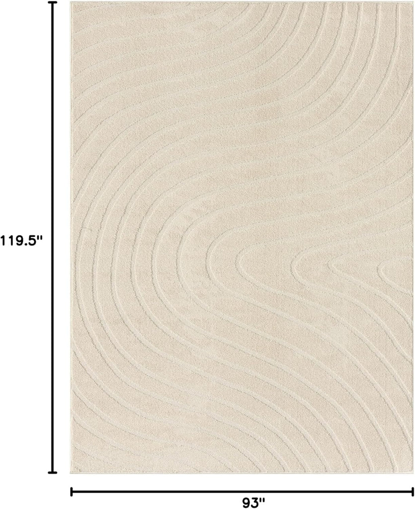 Modern Geometric Wave Cream Area Rug