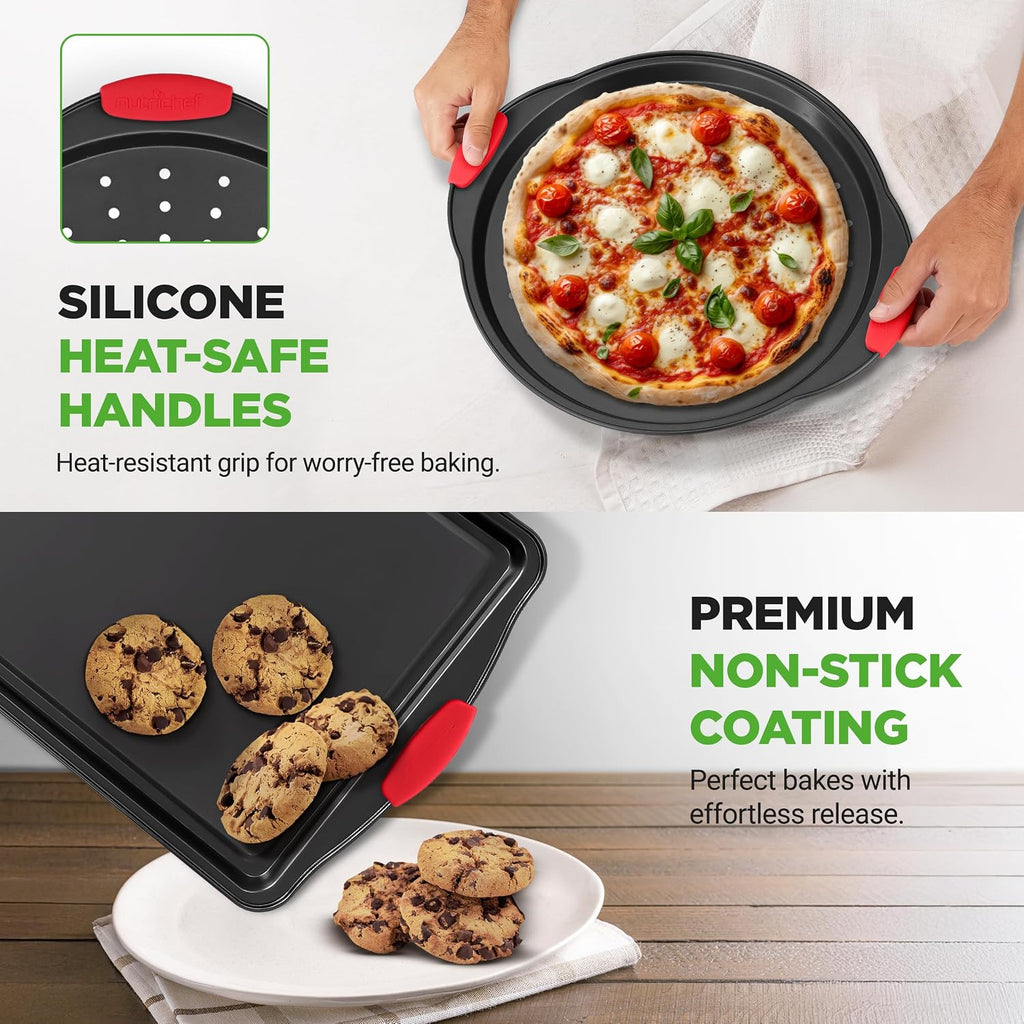 10-Piece Nonstick Kitchen Oven Pans - Premium & Stylish Non-Stick Carbon Steel - Commercial Grade Restaurant Quality