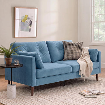 72" Loveseat Sofa Couches , Button Modern Super Soft Velvet 2-Seater Deep Seat Couch Love Seat Apartment Bedroom