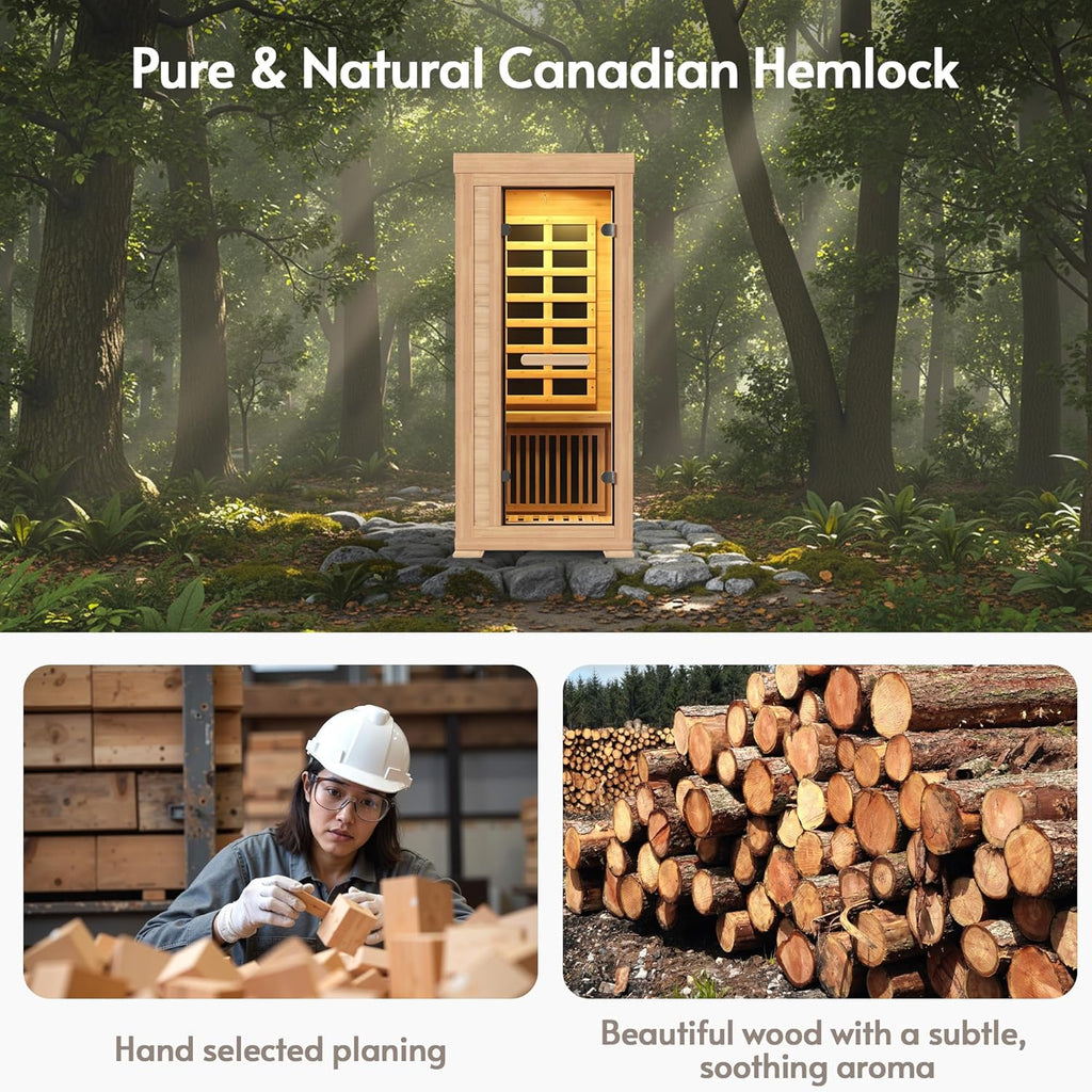 Infrared Wood Sauna 5.4Ft 1 Person