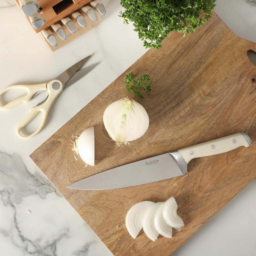 Kitchen Essentials Knife Set with Block, 14-Piece Forged German Steel Kitchen Knives, Beech Wood Block, Chef
