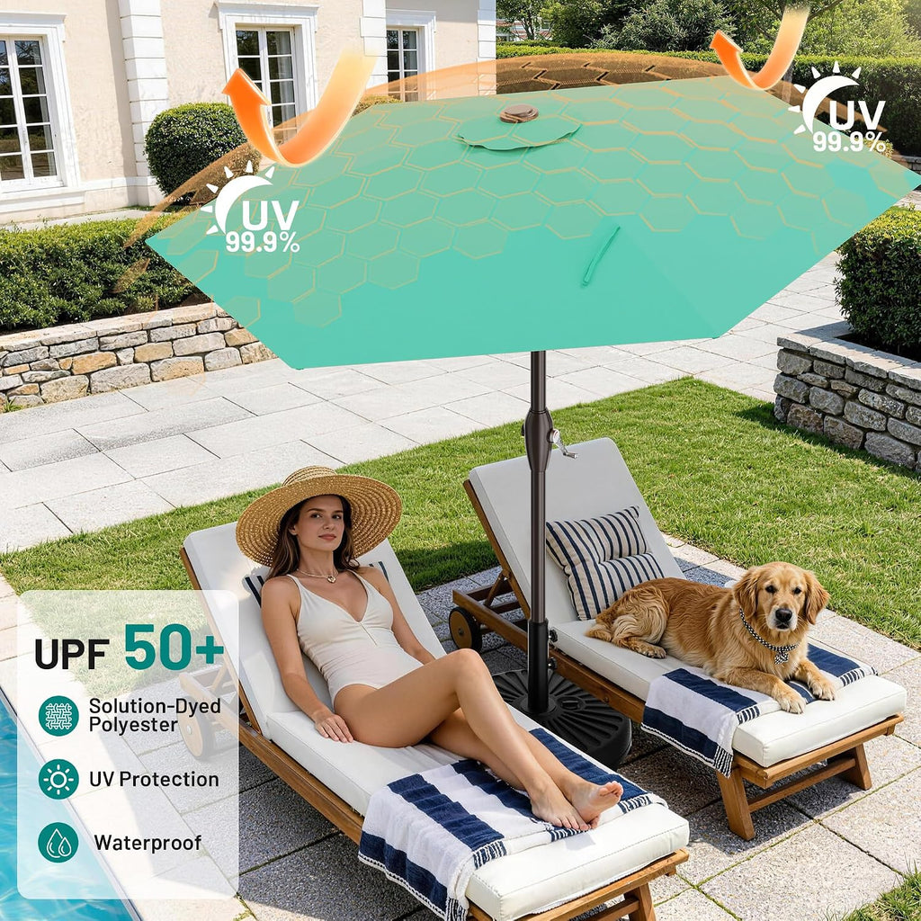 7.5FT Patio Umbrella Table Market Umbrella with 6 Sturdy Ribs