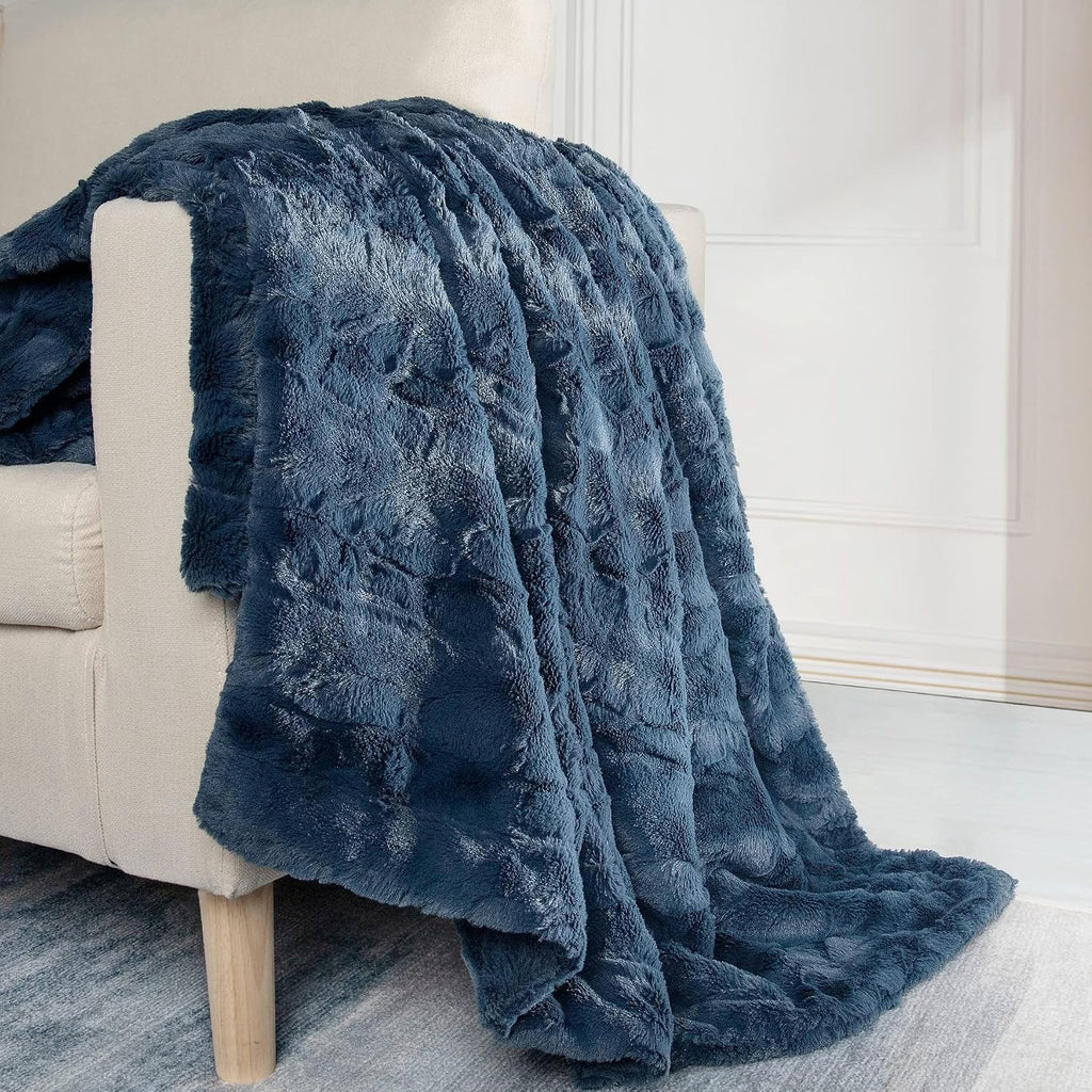 Faux Fur Luxury Throw Blanket,Double Side Soft Fluffy Shaggy Fuzzy Blanket, Throw)