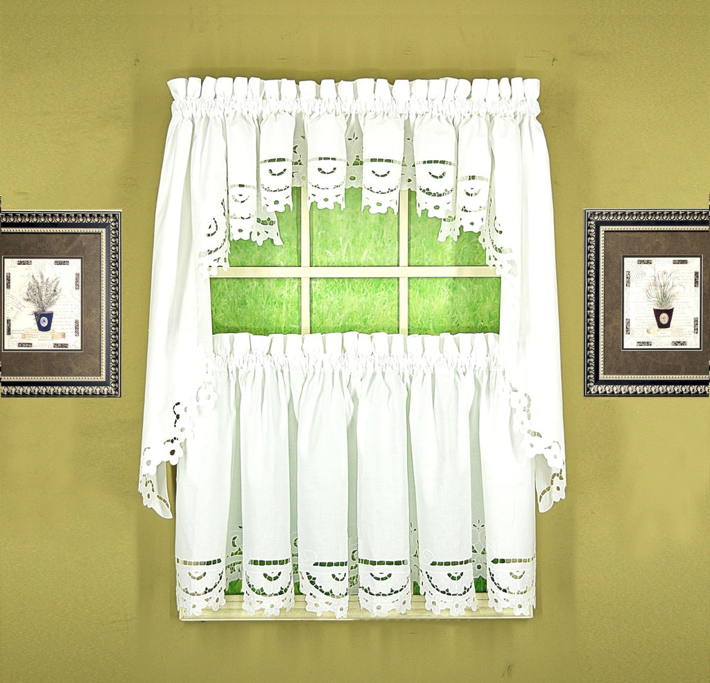 Imperial Classic Drawn Cutwork Window Swag 38", White, 70" W x 38" L