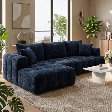 108" Cloud Modular Sectional Sofa Couch with Deep Seat, Modern L-Shaped Boneless Couch with Chaise, Comfy Chenille