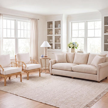 Natural Fiber Area Rug, Ivory & Natural, Handmade Woven Farmhouse Fringe Jute
