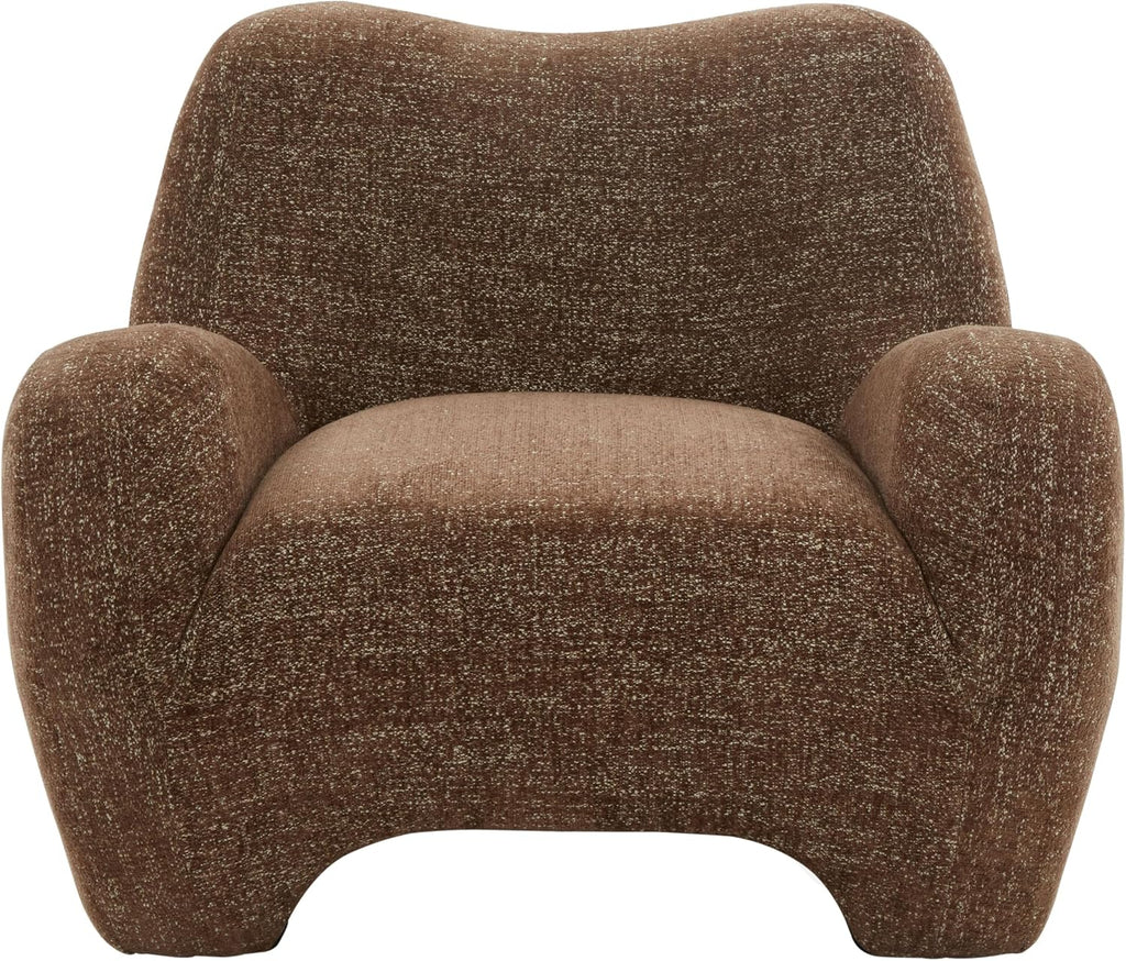 Couture Collection - Randal Dark Brown Chenille Accent Chair, Fully Assembled Upholstered Lounge Seating with Curved
