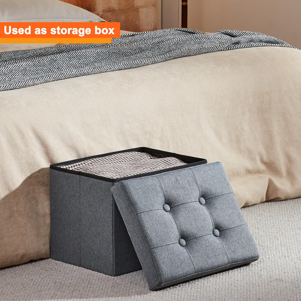 Storage Ottoman Footrest Stool Small Ottoman with Storage Foldable Ottomans Foot Rest Footstool Bench 17x13x13inches