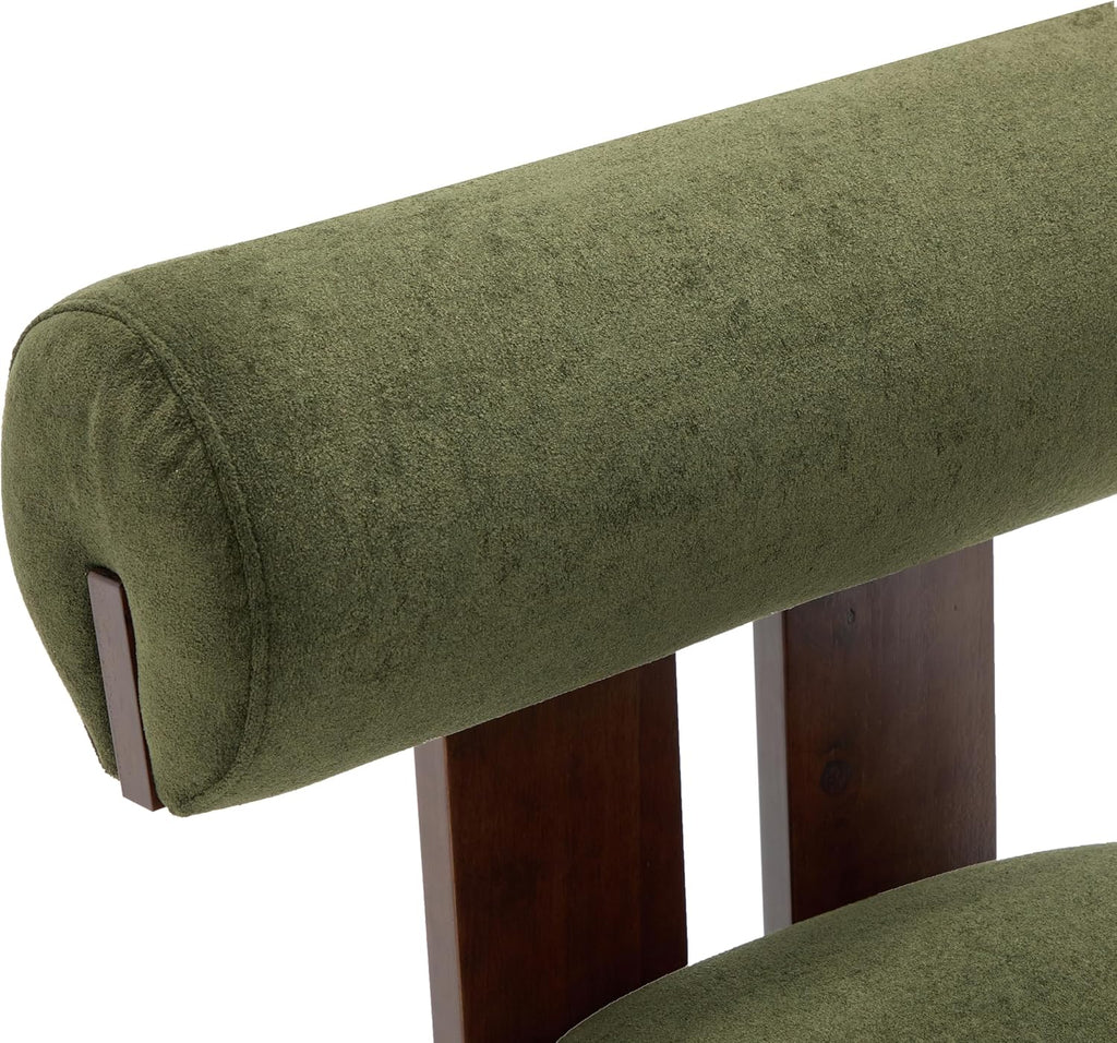 Modern Sculptural Accent Chair, Velvet Upholstered Lounge Chair with Cylindrical Backrest, Solid Wood Frame Club