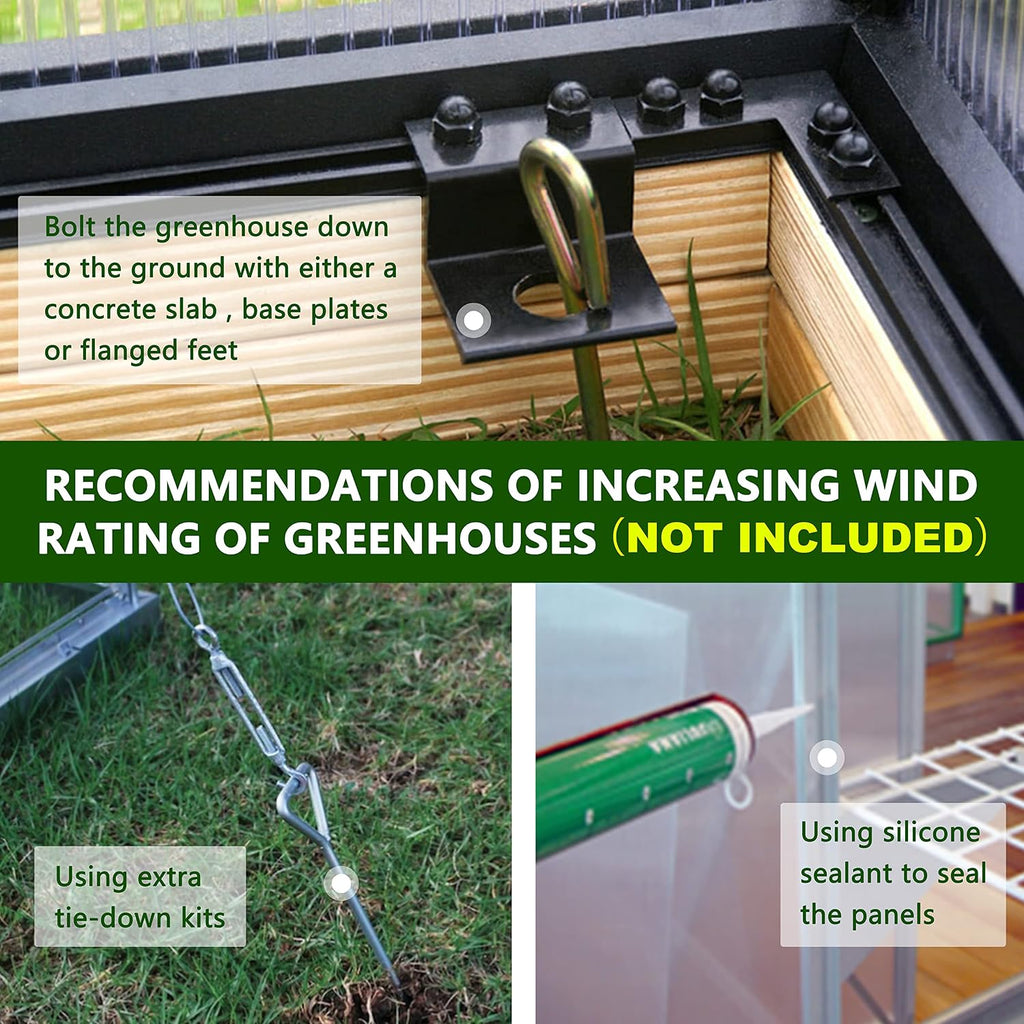 8x8 FT Outdoor Greenhouse Kit, Polycarbonate Aluminum Walk-in Greenhouse with Adjustable Roof Vent and Lockable Door