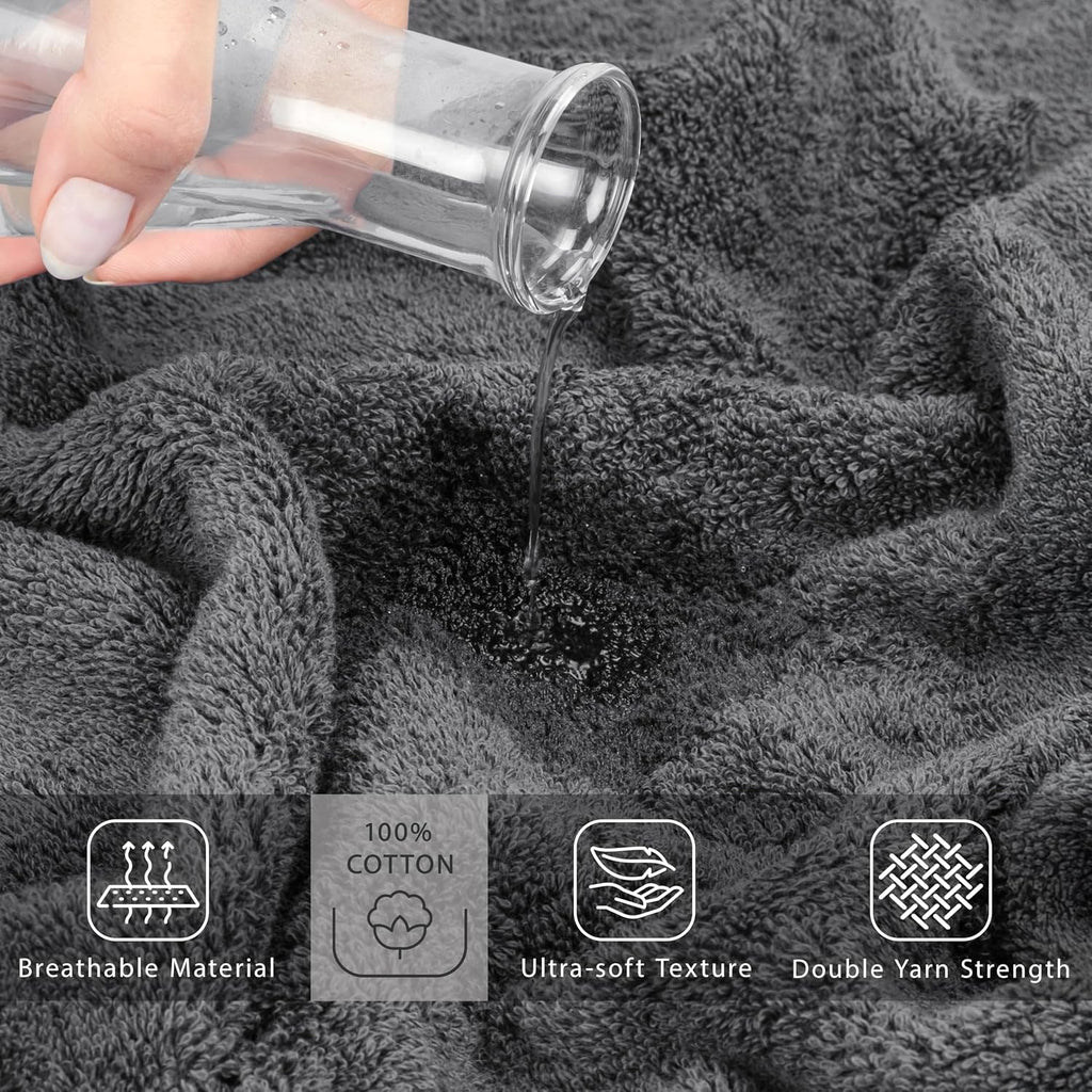 100% Cotton Turkish Towel, Soft Absorbent Quick Dry, 40x80 Oversized Bath Sheet Towel, Dark Gray