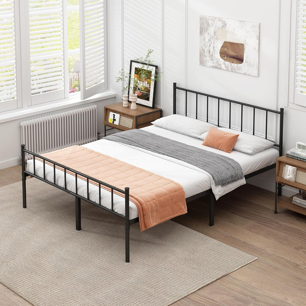 Full Bed Frame-Classic Metal Platform Bed Frame,Mattress Foundation with Steel Slat Support,Under Foundation