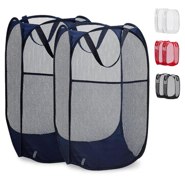 Collapsible Mesh Laundry Hamper 2-Pack, Blue