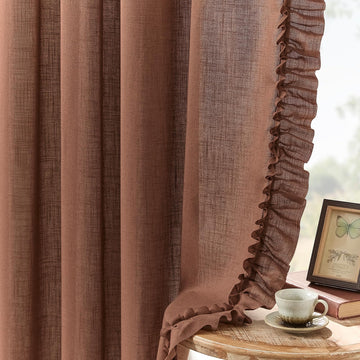 Dark Terracotta Farmhouse Curtains 58 x 84 Inch, 2 Panels