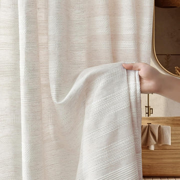 96 Inch Long Shower Curtain Boho Linen Shower Curtain Rustic Striped French Country Shower Curtains Fabric
