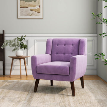 Accent Chair, Mid-Century Modern Velvet Fabric Chairs with Arms , Comfy Upholstered Club Single Sofa Armchair Waiting