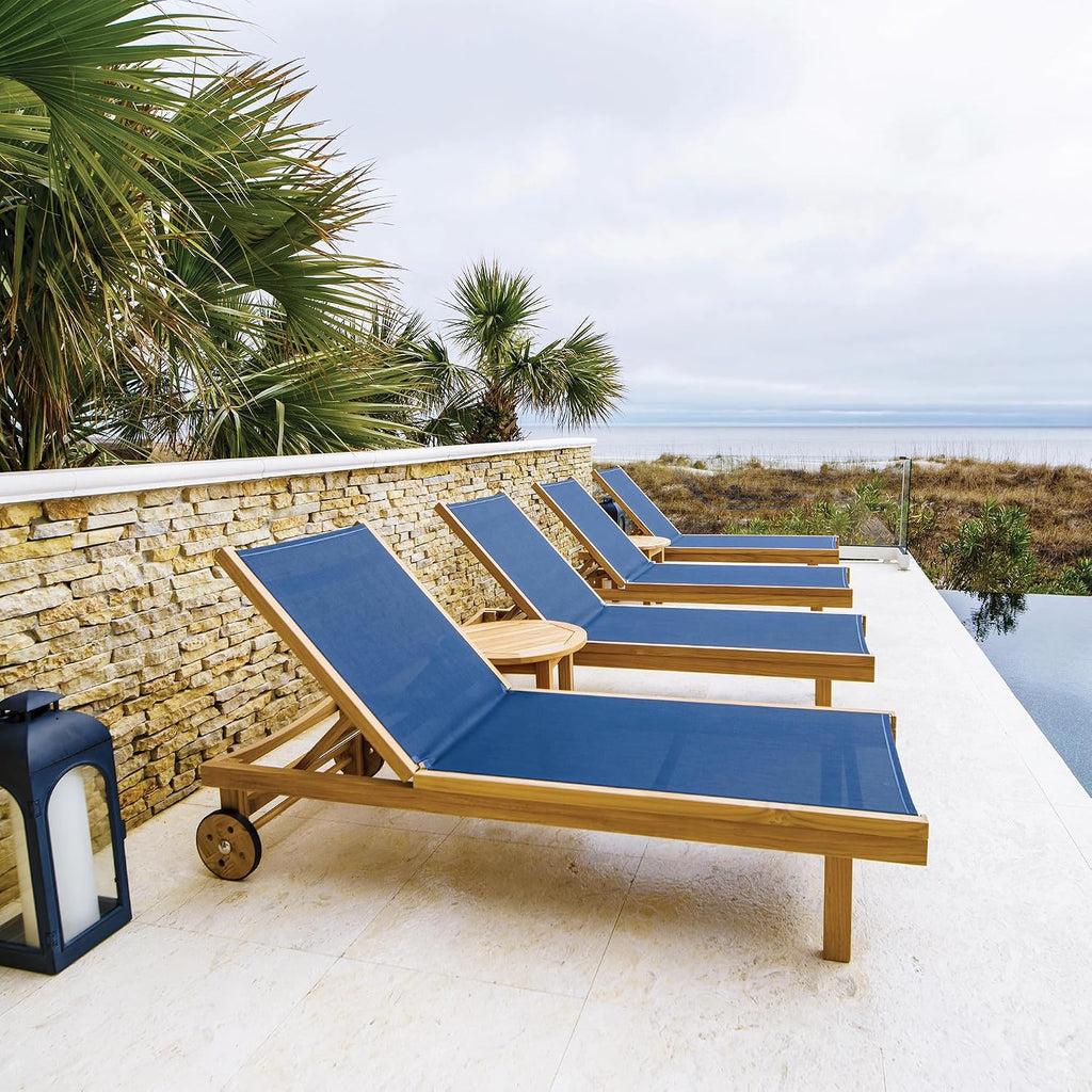 Teak Lounging Sundaze Sling Chair, White