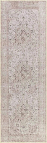 Washable Pink Medallion 10ft Runner Rug Traditional Beige Olive Tan Blush Dark Green Bordered Bethan