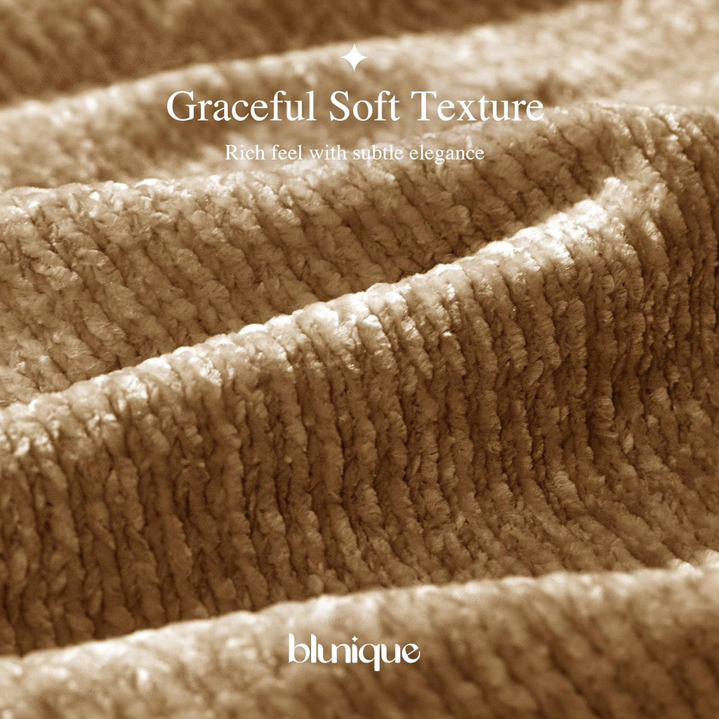 Chenille Throw Blanket, Cozy Soft Blanket Lightweight Decorative Throw, Stylish Home Decor, Ideal for Gifting, Khaki