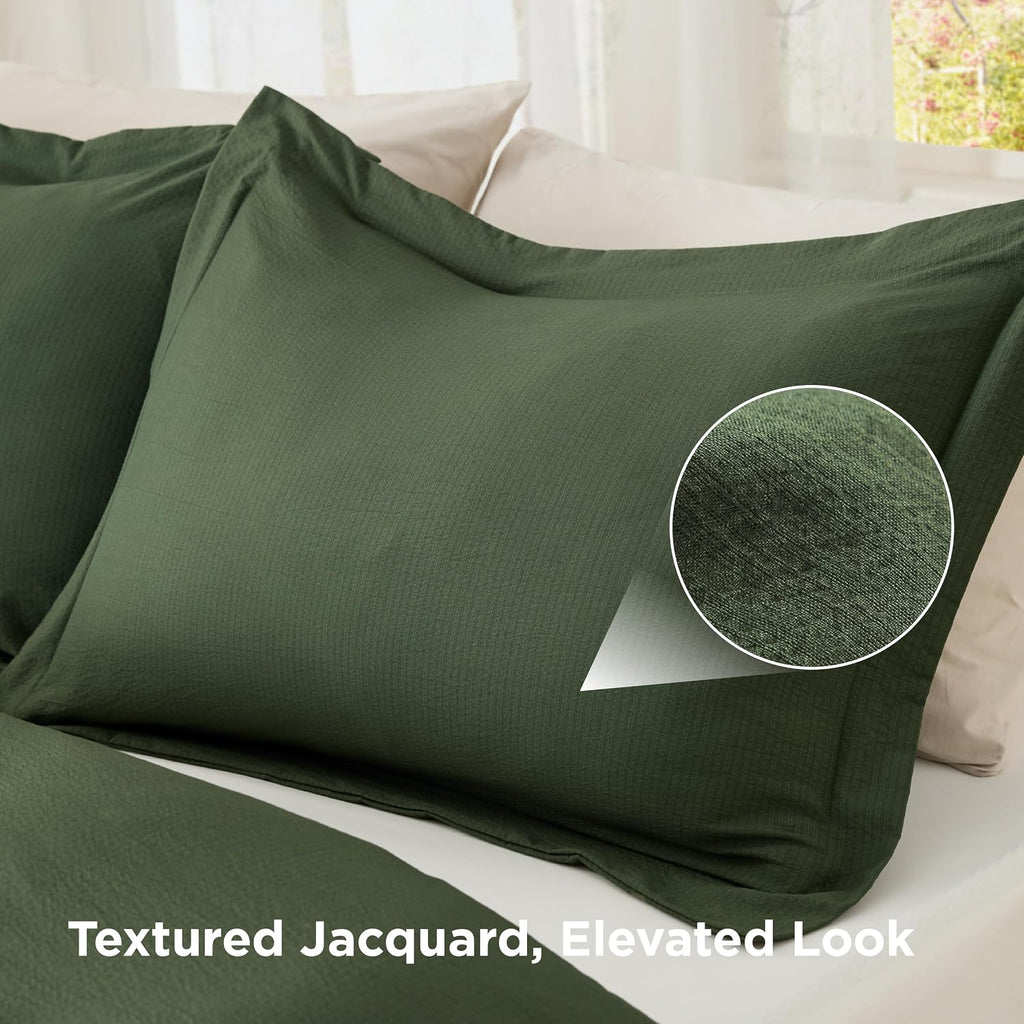 Textured Duvet Cover King - Cotton-Like Polyester Jacquard Duvet Cover Set for All Seasons - 3 Pieces Elevated Dobby - Set of 3