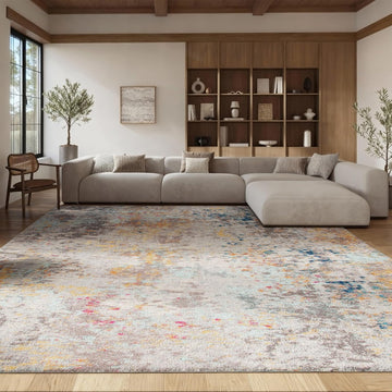 Madison Collection X-Large Area Rug - 12' x 15', Grey & Gold, Modern Abstract Design, Non-Shedding & Easy Care, Ideal