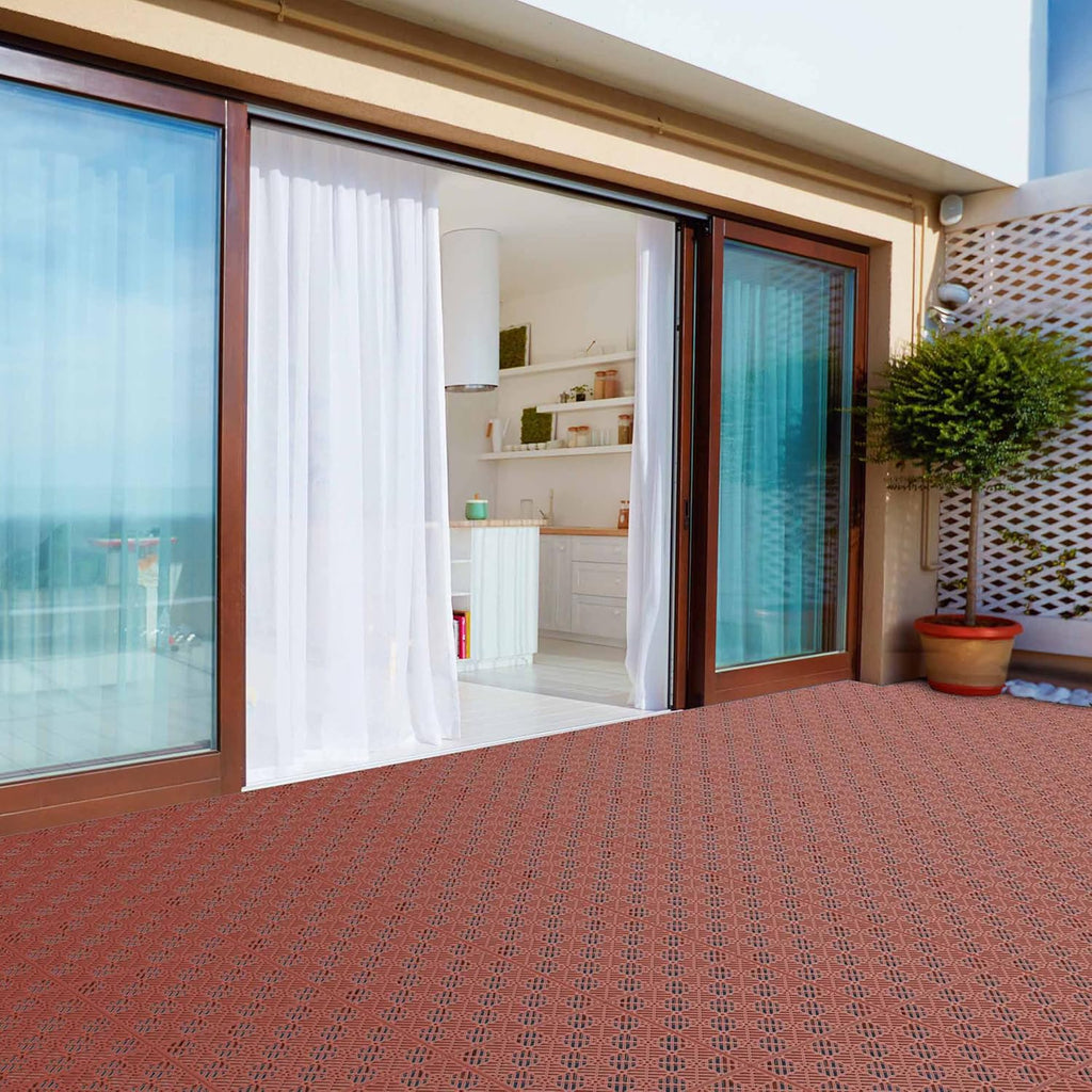 Deck Tiles - 30-Pack Polypropylene Interlocking Patio Tiles ? Outdoor Flooring for Balcony, Porch, and Garage by