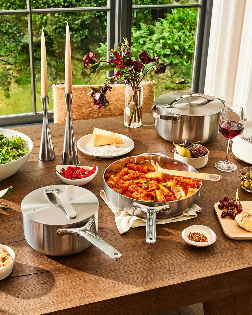 12-Piece Stainless Steel Cookware Set | 5-Ply Stainless Steel Pots and Pans Set, Fry, Sauce, Sauté Pan, Dutch Oven