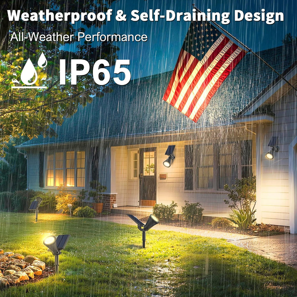 6 Pack Solar Lights Outdoor Waterproof,Warm White Light,2 Lighting Modes,Solar Powered Spotlights for Yard Garden